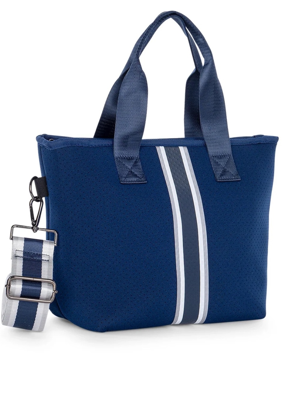 HAUTE SHORE Navy and White Stripe Crossbody Tote